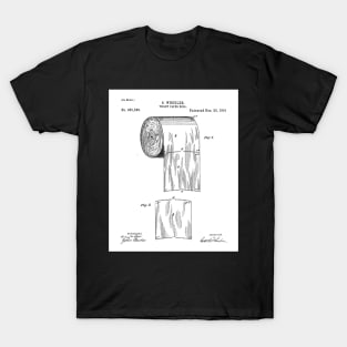 Toilet Paper Patent - Bathroom Art - Black And White T-Shirt